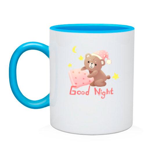 Чашка з сонним плюшевим ведмедиком