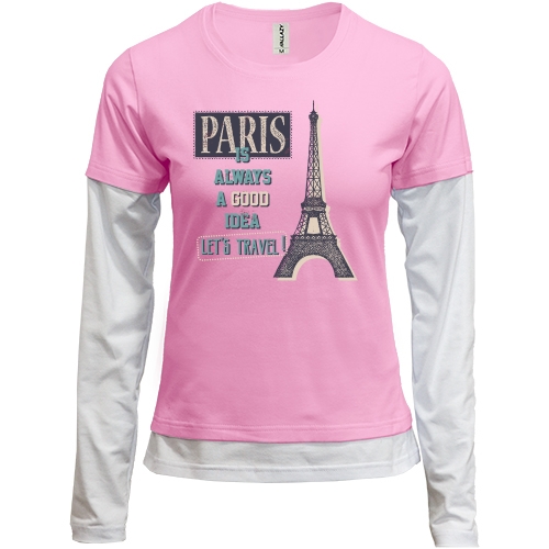 Комбинированный лонгслив Paris is always a good idea Let's travel !