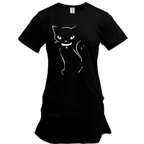 Подовжена футболка з силуетом кота