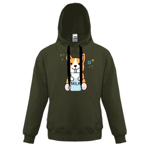 Детская толстовка Corgi drinks Milk