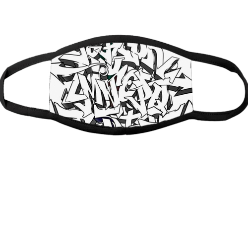 Многоразовая маска для лица Black and white graffiti