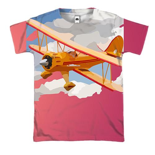3D футболка с самолетом в небе
