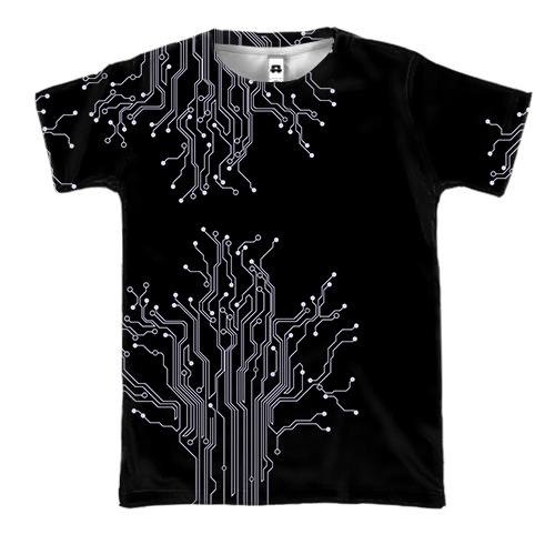 3D футболка со схемой деревом