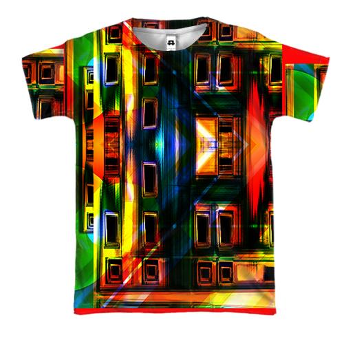 3D футболка з барвистими фасадами