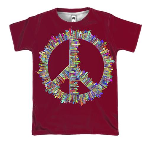 3D футболка з гербом миру і будівлями