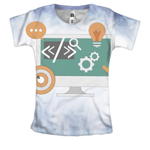 Жіноча 3D футболка з комп'ютером програміста