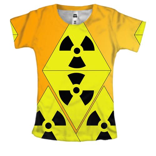 Женская 3D футболка со знаками радиации