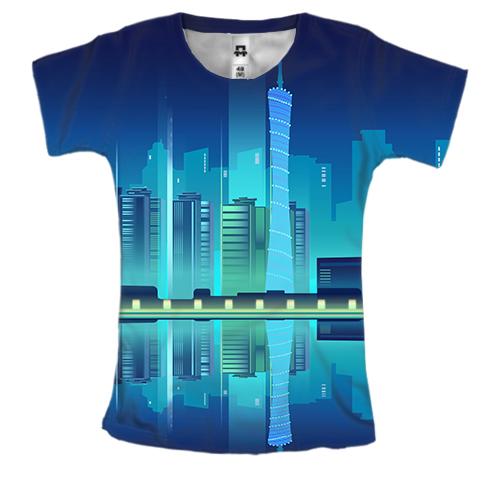 Жіноча 3D футболка з градієнтним нічним містом