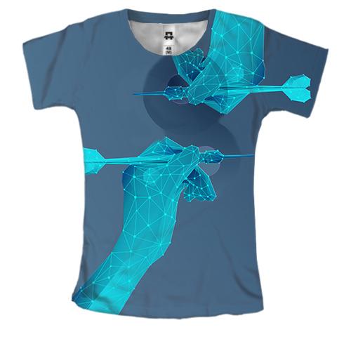 Женская 3D футболка с руками и дротиками