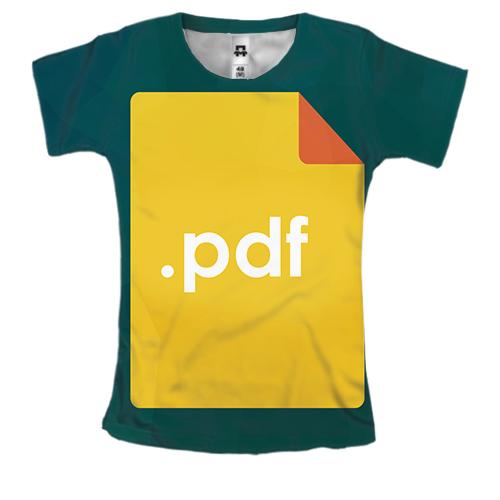 Женская 3D футболка с надписью PDF