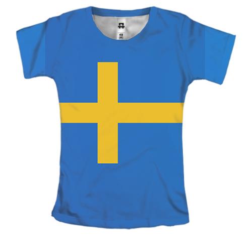 Женская 3D футболка с флагом Швеции