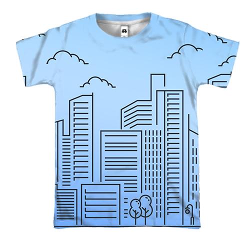 3D футболка з контурним містом