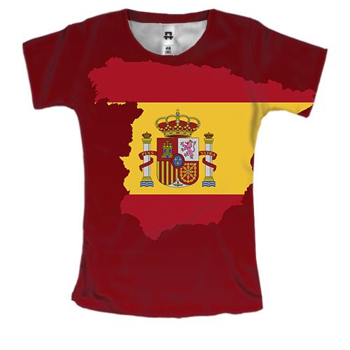 Жіноча 3D футболка з контурним прапором Іспанії