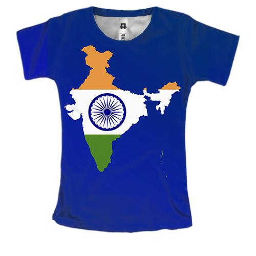 Женская 3D футболка с контурным флагом Индии