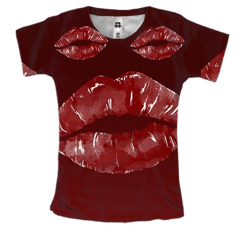 Женская 3D футболка с красными губами