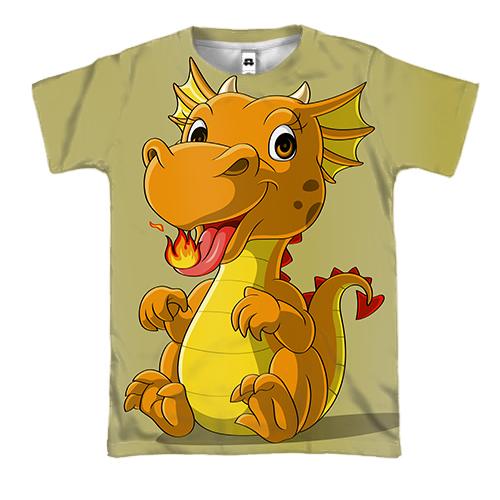 3D футболка с веселым драконом