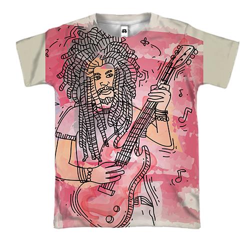 3D футболка с гитаристом и дредами