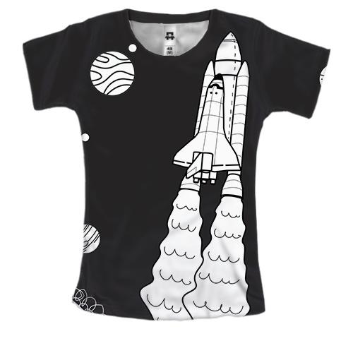 Жіноча 3D футболка з  летючою  ракетою