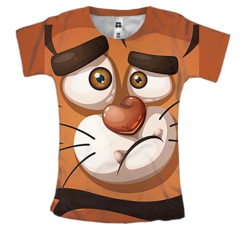 Жіноча 3D футболка з сумним тигром