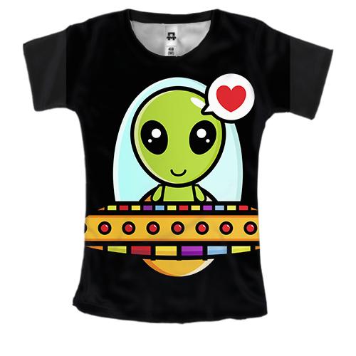 Женская 3D футболка с добрым пришельцем