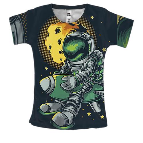 Жіноча 3D футболка з астронавтом на ракеті