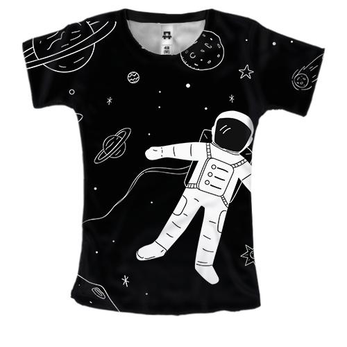 Жіноча 3D футболка з космонавтом в невагомості