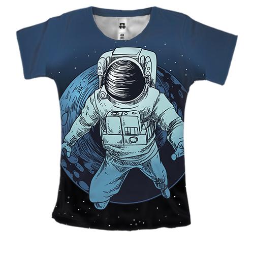 Женская 3D футболка с космонавтом в космосе