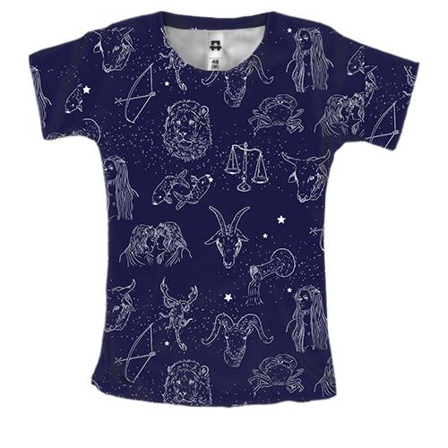 Женская 3D футболка со звездными знаками зодиака