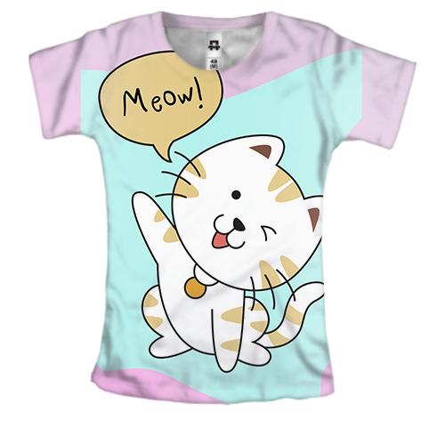 Женская 3D футболка с котом Meow