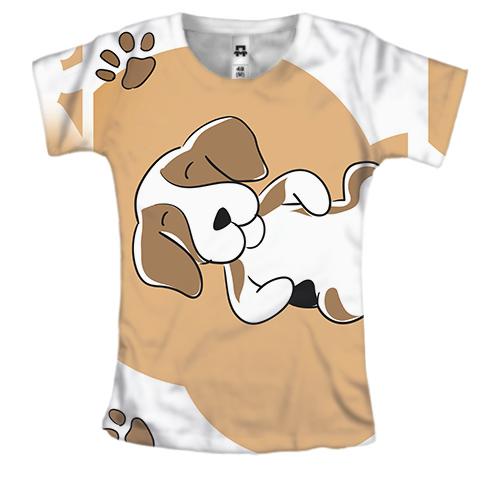 Жіноча 3D футболка з лежачою собакою