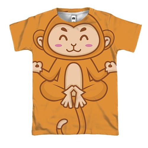 3D футболка с медитирующей обезьяной