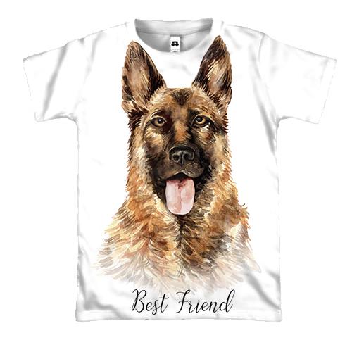 3D футболка с немецкой овчаркой Best Friend