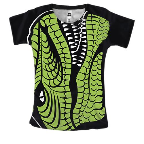 Жіноча 3D футболка з вертикальним крокодилом