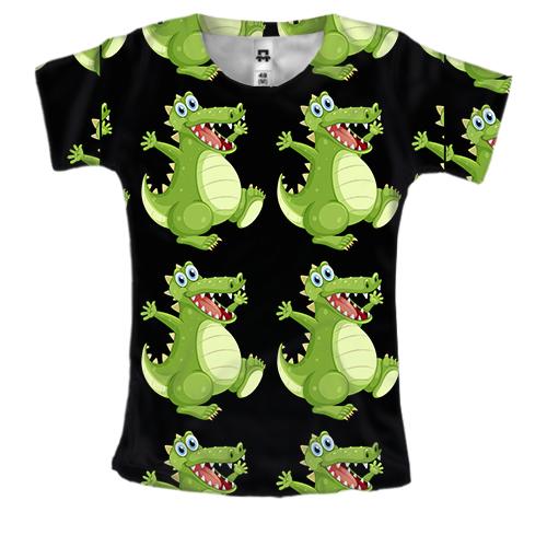 Жіноча 3D футболка з веселими крокодилами