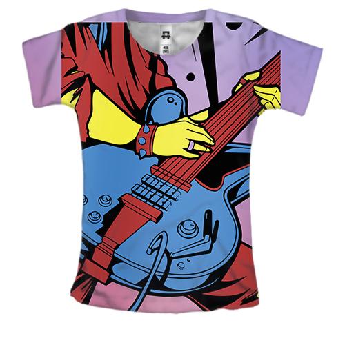 Женская 3D футболка с желтым гитаристом