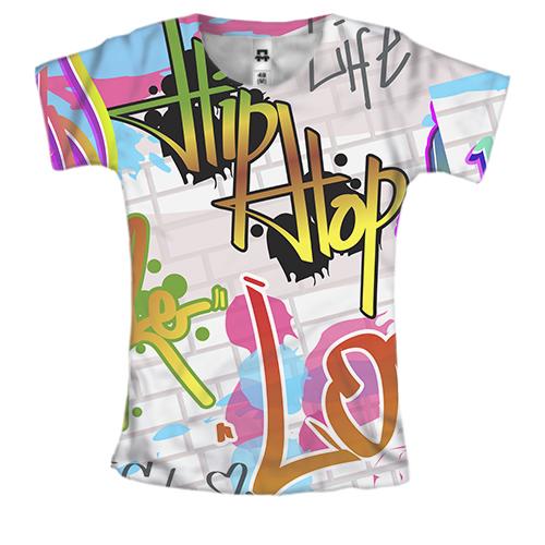 Женская 3D футболка с хип-хоп граффити