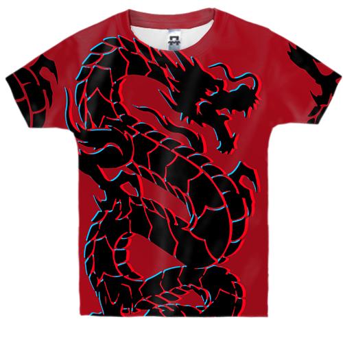 Детская 3D футболка с черным драконом