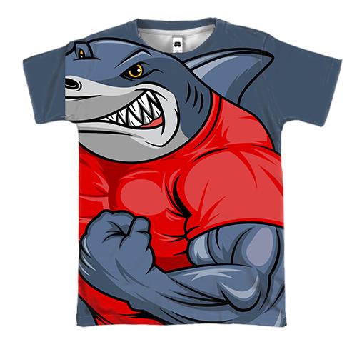 3D футболка с акулой борцом