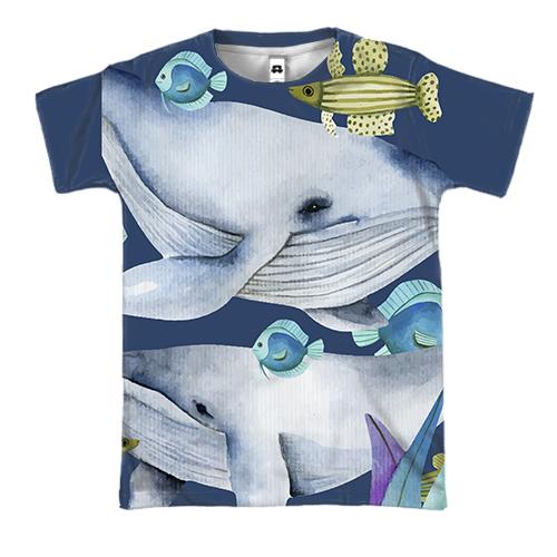 3D футболка с двумя китами