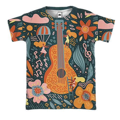 3D футболка с испанской гитарой