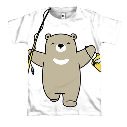 3D футболка з ведмедиком рибалкою