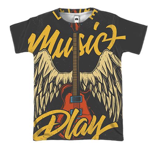 3D футболка Music play rock