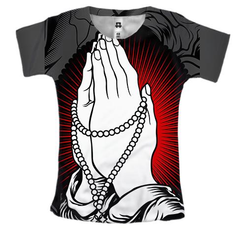Женская 3D футболка с молящимися руками