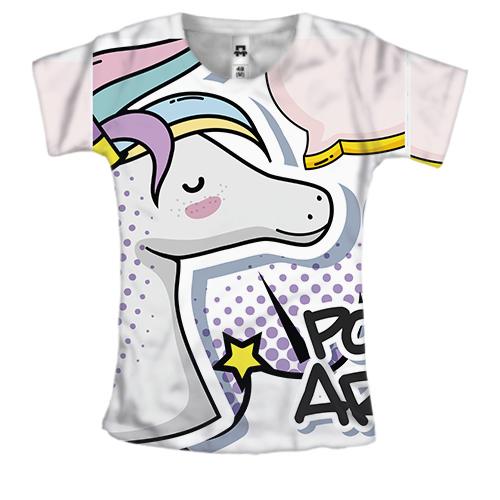 Жіноча 3D футболка Pop art unicorn