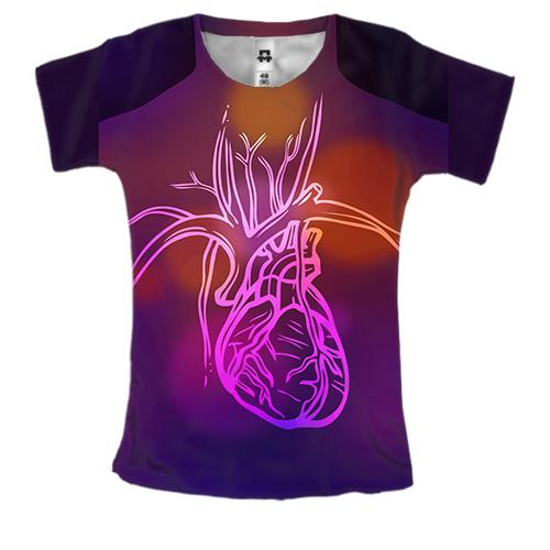 Женская 3D футболка с сердечной системой