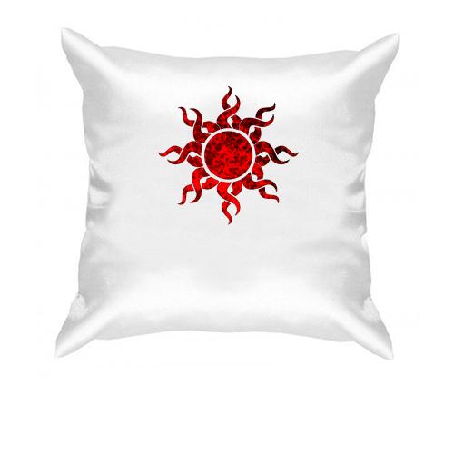 Подушка з червоною  сонячною  руною