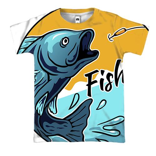 3D футболка з рибою і гачком