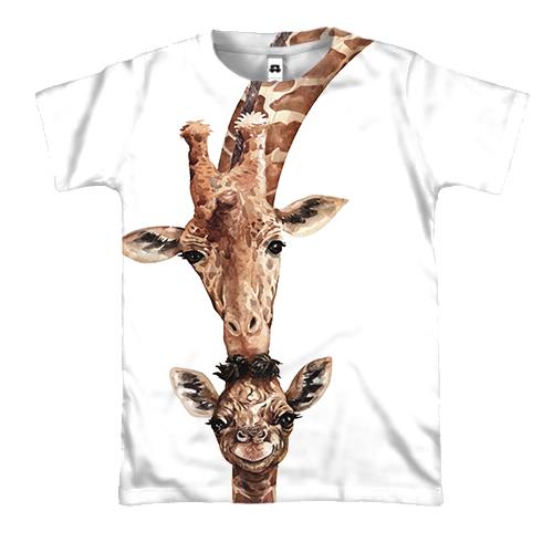 3D футболка с пиратом в шляпес двумя жирафами