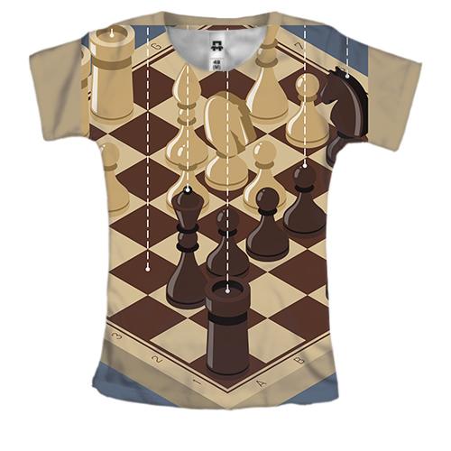 Жіноча 3D футболка з шахами на дошці