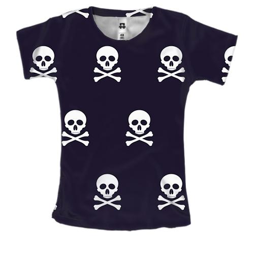 Жіноча 3D футболка з піратськими черепами і кістками